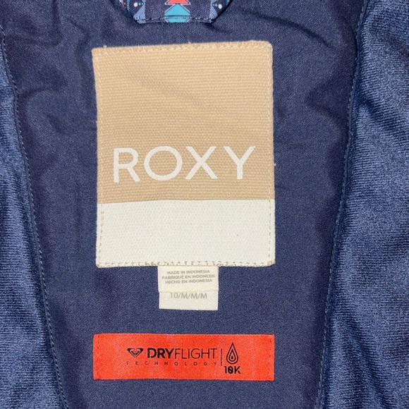 Roxy Girls DryFlight 10K Snow Jacket Navy Tribal Geometric Faux Fur Hood Size 10 - Picture 5 of 5